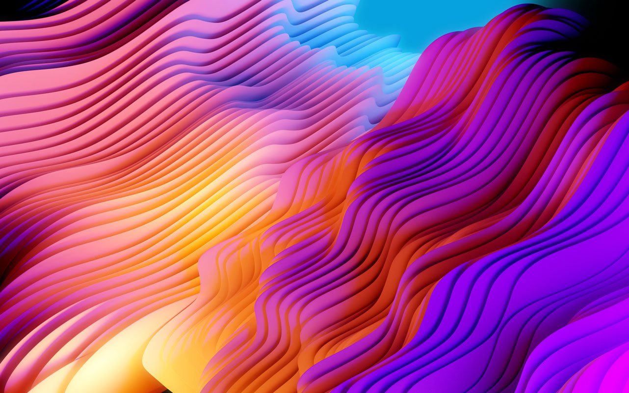 Colourful layered abstract shapes composition